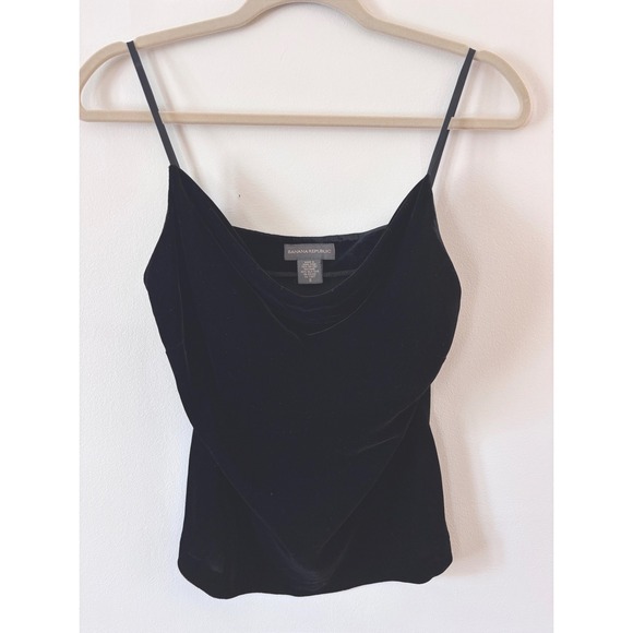 Banana Republic Tops - Vintage Banana Republic‎ Black Velvet Silk Blend Cowl Neck Camisole Top Small